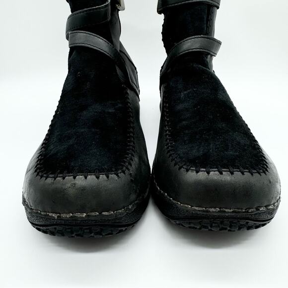 Teva Roslyn Ankle Wrap Suede & Leather Bootie Black Size 9 Outdoor Gorpcore Boho - Picture 4 of 12